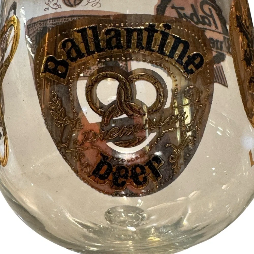 Vintage Beer Snifter Glass 6” Gold Rim Pabst Schlitz Löwenbräu Ballantine Miller